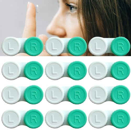 Custodia per lenti a contatto, 12 pezzi copertura protettiva per lenti a contatto e specchio integrato, custodia per occhiali portatile, per casa e viaggio, fornitura per un anno, multicolore