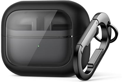 SURITCH Case Compatible with Samsung Galaxy Buds 3 Pro/Buds 3 (2024),Shockproof Magnetic Locking Protective Headphone Cover with Cleaning Kit & Wireless Charging & Carabiner Clip Keyring(Black)