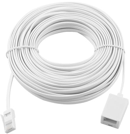 BT Telephone Extension Cable 20M, BT Male to Female Extension Cable 6-Pin Straight Through Telephone, Phone Line Cord Compatible with UK Landline Fax and Modem Home and Office