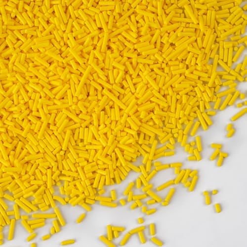 Décors Sucrés Vermicelles Jaune 130 g - Vermicelles Pâtisserie Comestibles en Sucre Colorés– Décoration Alimentaire Pâtisserie, Desserts, Gâteaux, Biscuits, Cupcakes