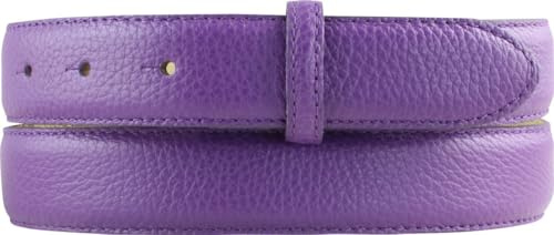 BELTINGER Gürtel mit Pigmentprägung und Steppnaht ohne Schnalle 3 cm | Modischer Ledergürtel für H-Schnalle 30mm Damen Herren | Jeans-Gürtel 3cm | Lila 90cm