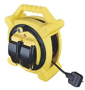 Black & Yellow 20m Outdoor Cable Reel with 2 Sockets by Masterplug