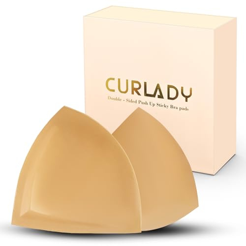 Curlady Double-sided Sticky Bra Inserts, Lightly Padded Stick On Bras for Large Breasts, Adhesive Lifting Bra for Large Bust Resuable