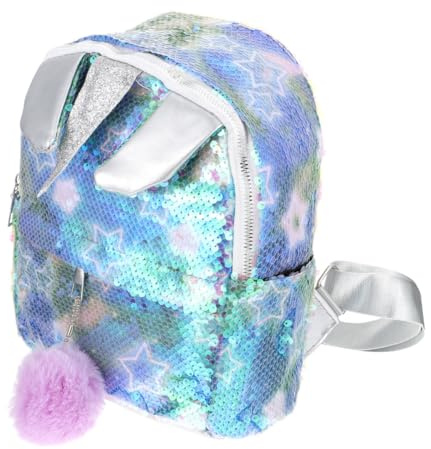 NOLITOY Kinderrucksack mit Einhorn Motiv Pailletten und Plüschbommel Leichter Pu und Polyester Rucksack mit Reißverschluss für Outdoor Reisen und Kurze Ausflüge