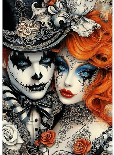QENSPE 5D Diamond Painting Clown Diamant Painting Bilder Gothic Diamond Art Erwachsene Full DIY Diamant Kunst Malerei Kristall Stickerei Set Home Wand Dekor 30x40cm