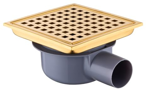 NEWFUN Caniveau de Douche Carré,15 * 15 Bonde de Douche, Siphon à 360, Siphon de Sol Anti-Odeur, Invisible, Utilisable en Positif et Négatif, Double Filtration, Peut être Carrelé, Argenté