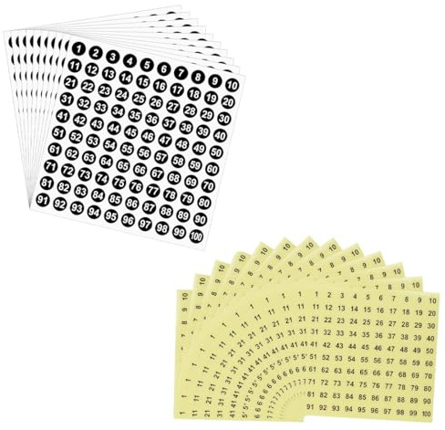 Zahlen Aufkleber, 20 Blatt 1-100, 10 mm Klebezahlen Schwarz und transparenter Zahlenaufkleber, Nummern-Aufkleber, Selbstklebende für Büros Schließfächerheim Klassifikation