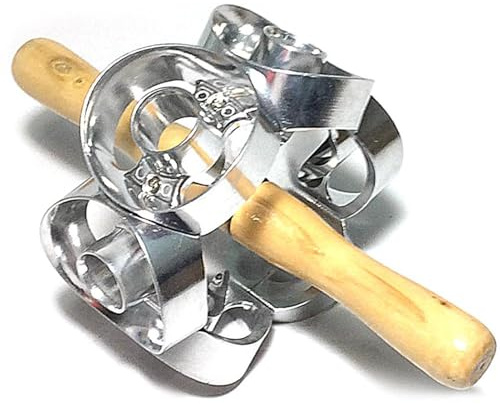 Dougnut Cutter - 14x6.5cm Aluminum Steel Wood | 6 Cut Donut Pastry Cutter | Rotary Donut Maker Tool | Manual Baking Dougnut Mold Cake Cuter Baking Tool for Home Bakery DIY Use