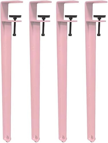 ZHIHUASMTBX 4pcs Adjustable Metal Table Legs For Workbench Replacement,f-shape Table Clamp Legs,easy-fit Drill Coffee Table Legs For Console Dining Desk Diy Iron Furniture Pink H:27.9in