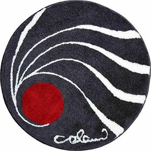 Grund COLANI Exklusiver Designer Badteppich 100% Polyacryl, ultra soft, rutschfest, ÖKO-TEX-zertifiziert, 5 Jahre Garantie, Colani 18, Badematte 80 cm rund, anthrazit