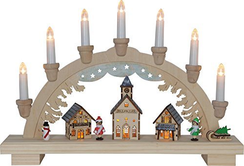 Star 275-08, LED-Fensterleuchter Dassel, Trafo oder Batterie, Holz, Braun, 7.0 x 43.0 x 29.0 cm