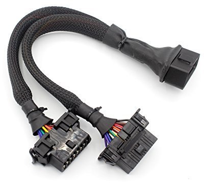 LoongGate OBD-II OBD2 Splitter Kabel Militärqualität - männlich und Dual weiblich, J1962M zu 2-J1962F - 0,3m