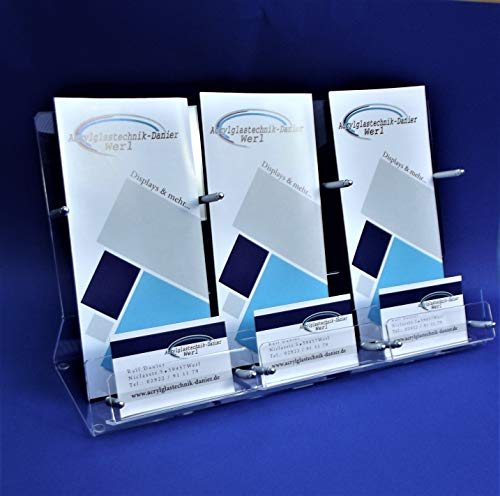 Flyer Ständer Halter mit Visitenkarten Ständer 3-Fach aus Acrylglas