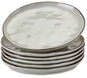 LOBERON Dessertteller 6er Set Biarré, grau | unebenes, ursprüngliches Design, mediterraner Charakter, Geschirr, spülmaschinenfest, Tischaccessoires, Steinzeug