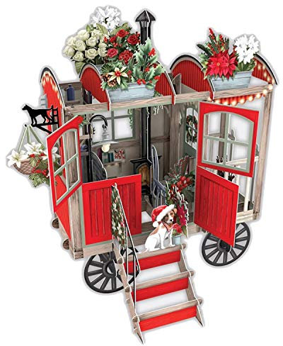 Paper D'Art Weihnachtskarte mit Aufschrift Christmas Caboose 3D, Pop-Up-Weihnachtskarte mit großem Nachrichtenanhänger