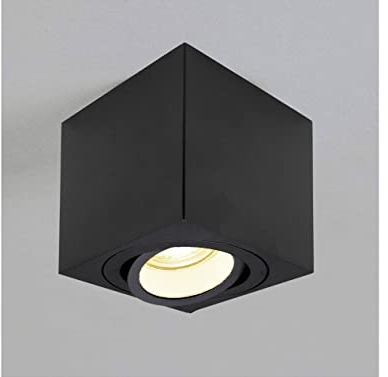 lambado® Premium LED Aufbauleuchte/Deckenstrahler Set inkl. 230V 5W GU10 Spots - dezente Aufbaustrahler/Deckenspots (eckig, alu schwarz, schwenkbar)