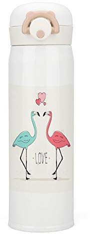 HAOXIANG Mug de voyage isotherme en acier inoxydable avec flamant rose rose ou rose 500 ml