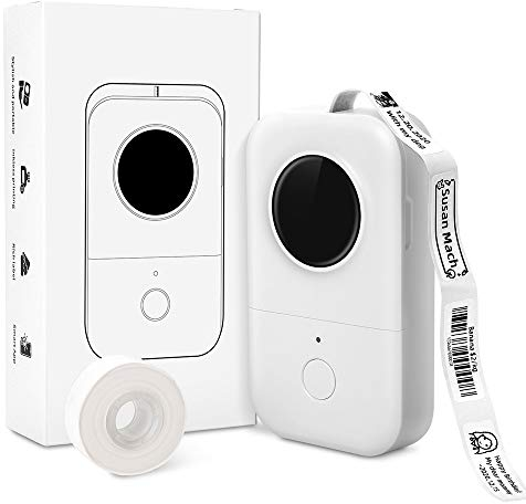 Phomemo Beschriftungsgerät Selbstklebend D30 Etikettendrucker, Mini Etiketten Drucker Etikettiergerät, Bluetooth Label Drucker, Thermo Label Printer for iOS&Android, mit Etiketten, Weiß