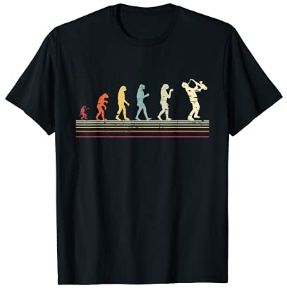 Diseño Vintage de Saxofonista Cadena Evolución Saxofón Camiseta
