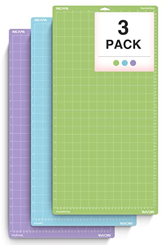 Nicapa Adhesive Replacement Cutting mat for Cricut Maker 3/Maker/Explore 3/Air 2/Air/One [12x24 inch Variety 3pack, Standardgrip, Lightgrip, Stronggrip]