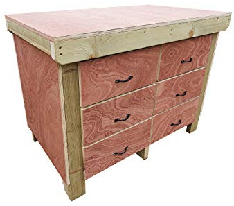 Arbor Garden Solutions Wooden Workbench Tool Cabinet - 18mm Eucalyptus Hardwood Top - Industrial Heavy-Duty Work Table (6ft)