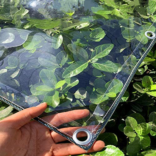 FENGSHOUU Transparente PVC wasserdichte Plane Verdicken Regenschutz Tarp Weicher Kunststoff Folie Carport Balkon Regen Vorhang Sonnenschutz Abdeckplane Gewebeplane mit Ösen 400gsm mit Ösen