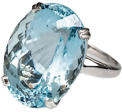Gixaxak Modischer Damen-Ring aus 925er Silber, großer Aquamarin-Edelsteinring, Verlobungsring, Hochzeitsschmuck, Saphir-Topas, Damenring, US Code 10, Silber, Aquamarin