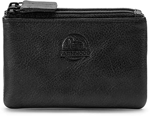 FARMHOOD Memphis Damen/Herren Leder Schlüsseletui | 12 cm mittelgroße Schlüsseltasche mit 2 Hauptfächern | Schlüsselmäppchen aus Leder