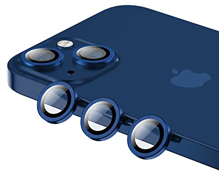 Phoneaura [[6 Stück Für Apple iPhone 13 und iPhone 13 Mini Kameraschutz Glas Kameraglas Linsenschutz Objektivglas Aluminium Linse mit Schutzfolie