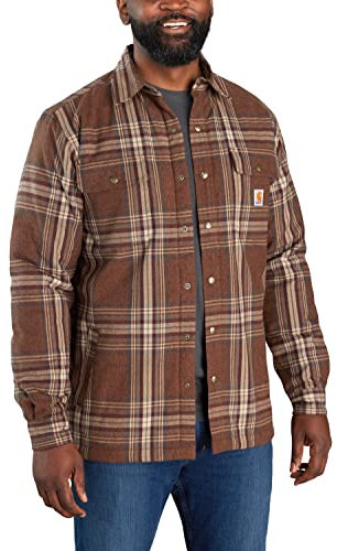 Carhartt Chemise à manches longues en flanelle Sherpa Lined pour homme, Sienne, S grande taille