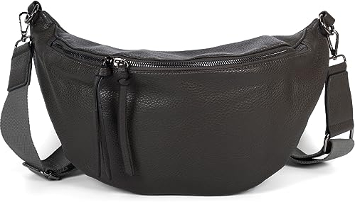 styleBREAKER Women's Half Moon Crossbody Shoulder Bag, detachable adjustable shoulder strap, solid color handbag 02012386, Colour:Dark Grey