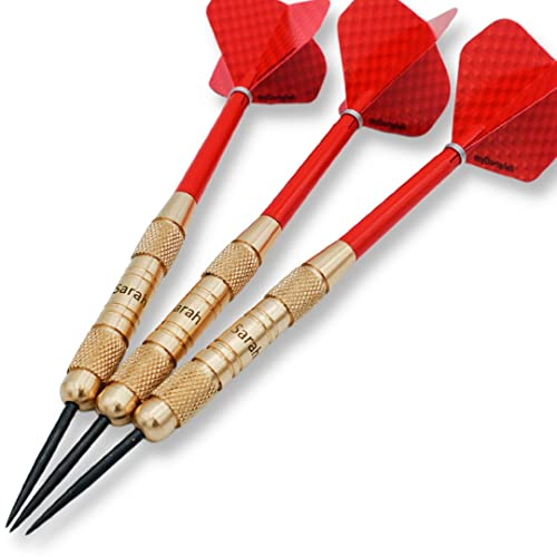 Personalisierte Dartpfeile mit Gravur zum selbst gestalten | Steel Dartpfeile mit Metallspitze, Schäften und Darts Flights für Dartscheibe | 22g Dart-Set personalisiert mit Namen als Dart Geschenk