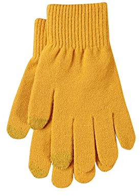 Winterhandschuhe für Herren, gestrickt, einfarbig, Wolle, verdickt, gebürstet, Fünf-Finger-Finger-Radfahren, warme Handschuhe, gelb, Einheitsgröße