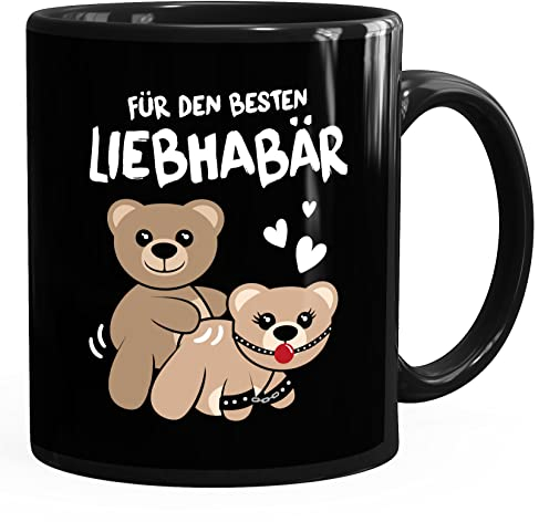 Moonworks® Kaffee-Tasse Liebe lustig Bär Geschenk Partner Mann Liebhaber Jahrestag Valentinstag Special Edition schwarz standard