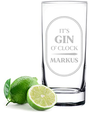 Gin Tonic Verre à cocktail 485 ml avec gravure – Verre à cocktail pour les amateurs de gin – Personnalisable – Cadeau d'anniversaire et de Noël – pour papa – Verre décoratif – Verre à boire – Verre