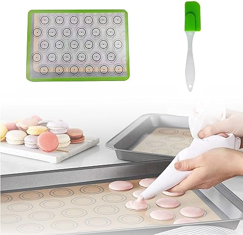 Tapete de Silicona para Hornear,Tapete de Silicona Antiadherente para Hornear,Lámina de Horno para Macarons Pizza Pan Galletas,Reutilizable(30x20cm, Verde)
