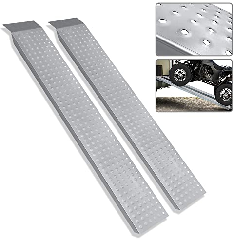 LARS360 Rampen Laderampen Rampe für Rollstuhl Alu Rampe Alurampe Alu Auffahrschiene Laderampe Auffahrrampe Alu Auffahrrampen Rampen Kfz (Silber, 135cm)