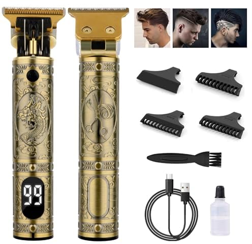 Maquina de Cortar Pelo Profesional, Cortapelos Hombre, Recortadora Eléctrica Maquina de Afeitar con LED Pantalla, Carga Rápida USB Inalámbrica Cortadora de Pelo para Barba
