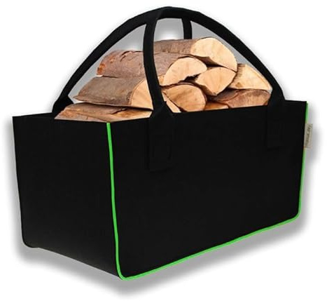 Filztasche Schwarz/Rot Einkaufstasche Kaminholztasche Kaminholzkorb Filz Transporttasche Auto Organizer Zeitungskorb (Grün, 1)