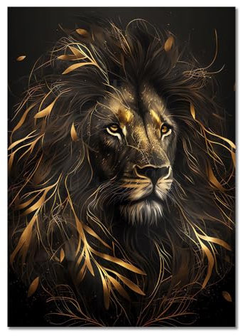 ABCWARRT Moderne abstrakte Kunst Leinwand Malerei Schwarz Gold Tier Poster Eule Tiger Löwe Wolf Adler Zebra Stier Bild Home Wand Dekoration (50 * 70cm Kein Rahmen,6)