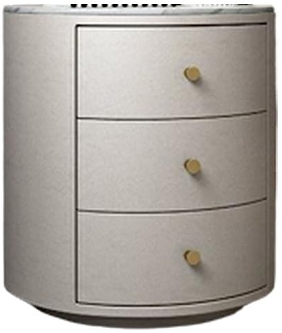 CASEGO Einfacher runder Nachttisch, dreischichtige Schublade, große Trennwand, Aufbewahrung, Stabiler und langlebiger Kleiner Haushaltsschrank (Beige Three Drawers)