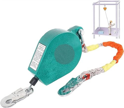 Linea di vita retrattile Anticaduta Cavo di sicurezza retrattile Cavo Imbracatura di sicurezza Cordino di protezione anticaduta Limitatore di caduta personale con gancio in acciaio, struttura a doppia
