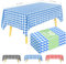 Rechteckig Kunststoff Einweg Tischdecke 10 Stück-137x274CM Blaues Kariert Outdoor Wasserdicht Parteien Biertisch Tischdecken für Picknick, Hochzeit,Gartentischdecke