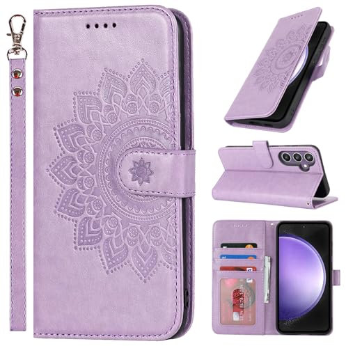 ELTEKER Handyhülle für Samsung Galaxy S23 FE Hülle Klapphülle mit Kartenfach Schutzhülle Flip Case - Violett