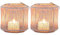 Marrakesch 2er Set Boho Deko Aesthetic Windlichter Metall Draht 14 cm groß Weiss Gold | Windlicht Teelichthalter Stello als Gartendeko & Wohnzimmer Tisch Deko | Exquisite Kerzenständer für Kerzen