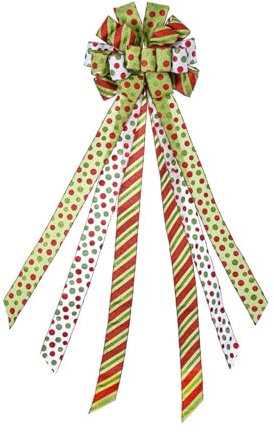 Weihnachtsbaumspitze, Kranzschleife, groß, grün, Weihnachtsschleife, Baumspitze, rot, grüner Punkt, Polyester, für Weihnachten, Ornament, Ferienhaus, Hochzeit, Willkommen Türschild (Green, One Size)