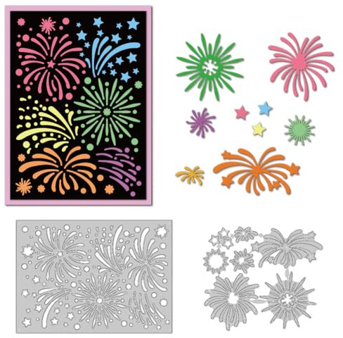 DELORIGIN Stanzformen Mit Feuerwerk Kartenherstellung Stanzschablone Aus Karbonstahl Stanzungen Scrapbooking Prägeschablonen Rahmen Neuheiten Für Karten Papierbastelalbum Einladung Geschenkdekor
