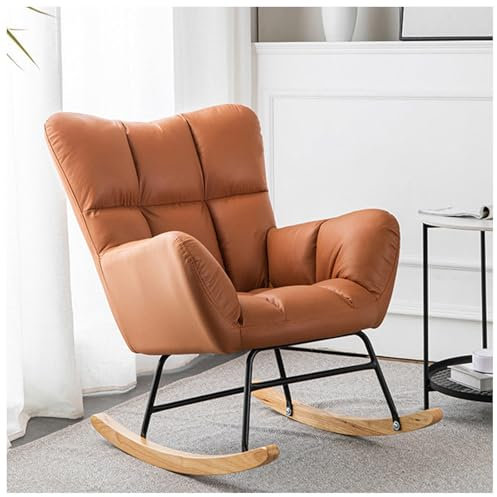 HJXBD888 Schaukelstuhl Stillen mit Armlehnen und gepolsterter Stillsessel Stillstuhl Schaukelstuhl, Belastbarkeit bis 120 kg für Wohnzimmer/Schlafzimmer/Balkon,Brown