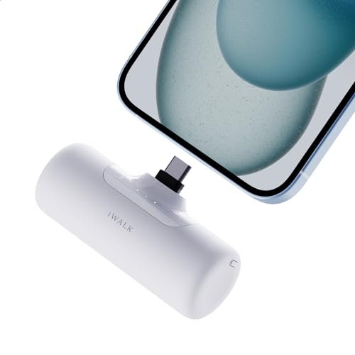 iWALK Mini Powerbank 4500mAh Tragbares Power Bank mit USB-C-Anschluss, externer Akku Kompatibel mit iPhone 16/16 Plus/16 Pro/16 Pro Max, Samsung S24/23, Android-Handy, iPad Pro/Air Weiß