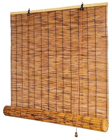 Outdoor Bambusrollo Vorhang Wetterfest 80 90 100 110 120 130 140cm Schilf Vorhang Jalousien Fenster Mit Lifter Sonnenschutz Sichtschutz Bambusrollo Für Fenster Pavillon Balkon Schilfvorhänge